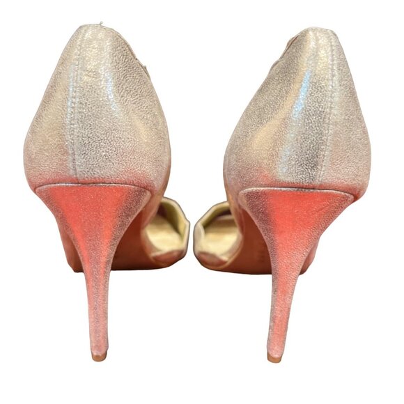 David's Bridal Sparkly Gold 4.5" Stilettos with Molded Upper Sz 10 M Peep Toe - Picture 4 of 10